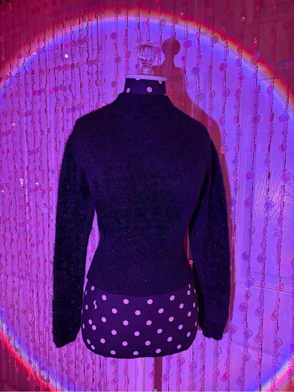 Source Unknown Black Sparkle Fuzzy Knit Sweater